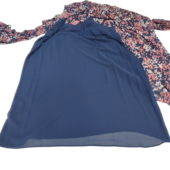 Michael Kors Women's Navy Blue Floral Print Dress Sz XL - Picture 7 of 10